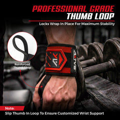 AKTV8 Premium Red Edition Wrist Wraps – Heavy Duty Wrist Support