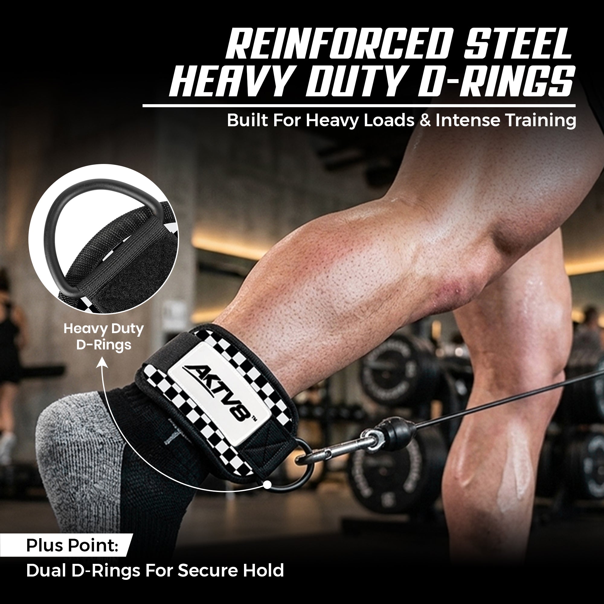 AKTV8 Premium White Edition Ankle Straps – Heavy Duty Leg Training Support