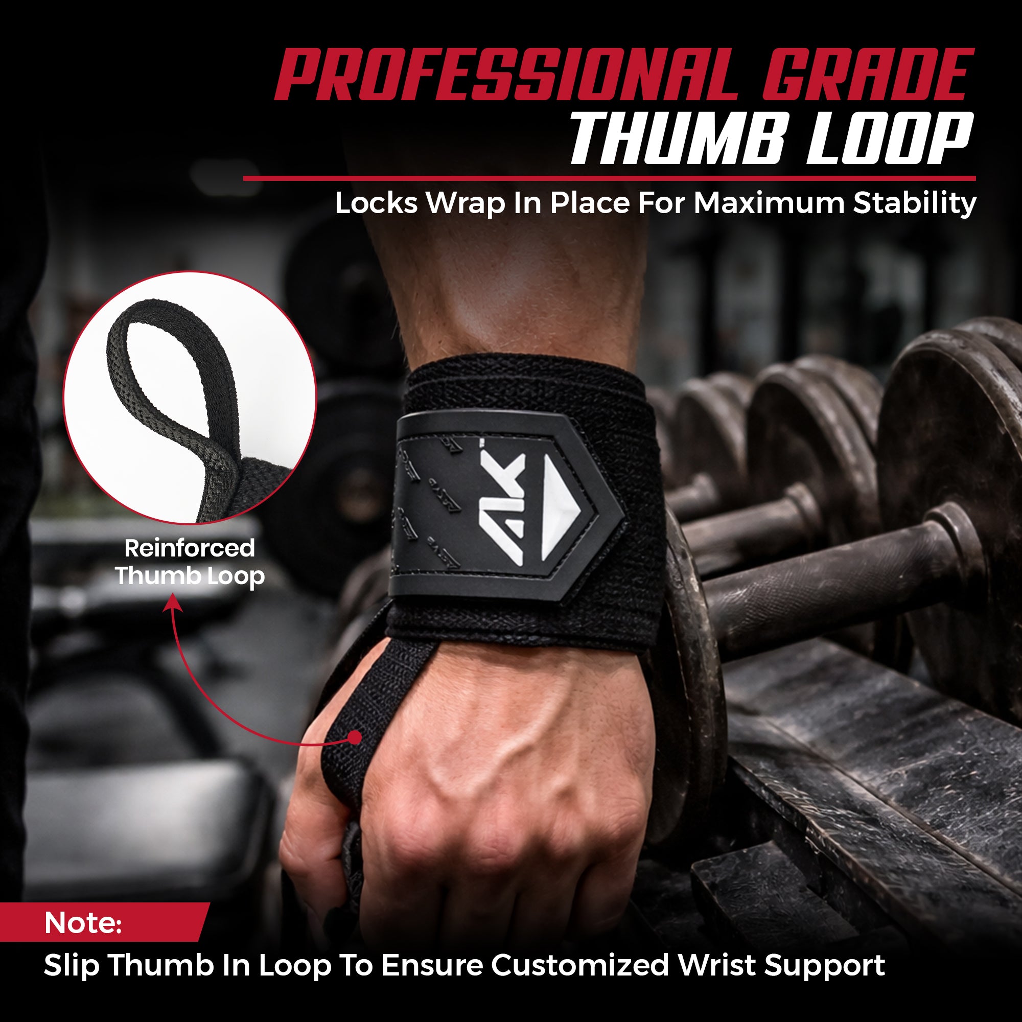 AKTV8 Premium Black Edition Wrist Wraps – Heavy Duty Wrist Support