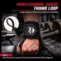 AKTV8 Premium Black Edition Wrist Wraps – Heavy Duty Wrist Support
