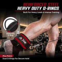 AKTV8 Premium Red Edition Ankle Straps – Heavy Duty Leg Training Support