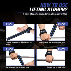 AKTV8 Premium Blue Edition Lifting Straps – Heavy Duty Grip Support