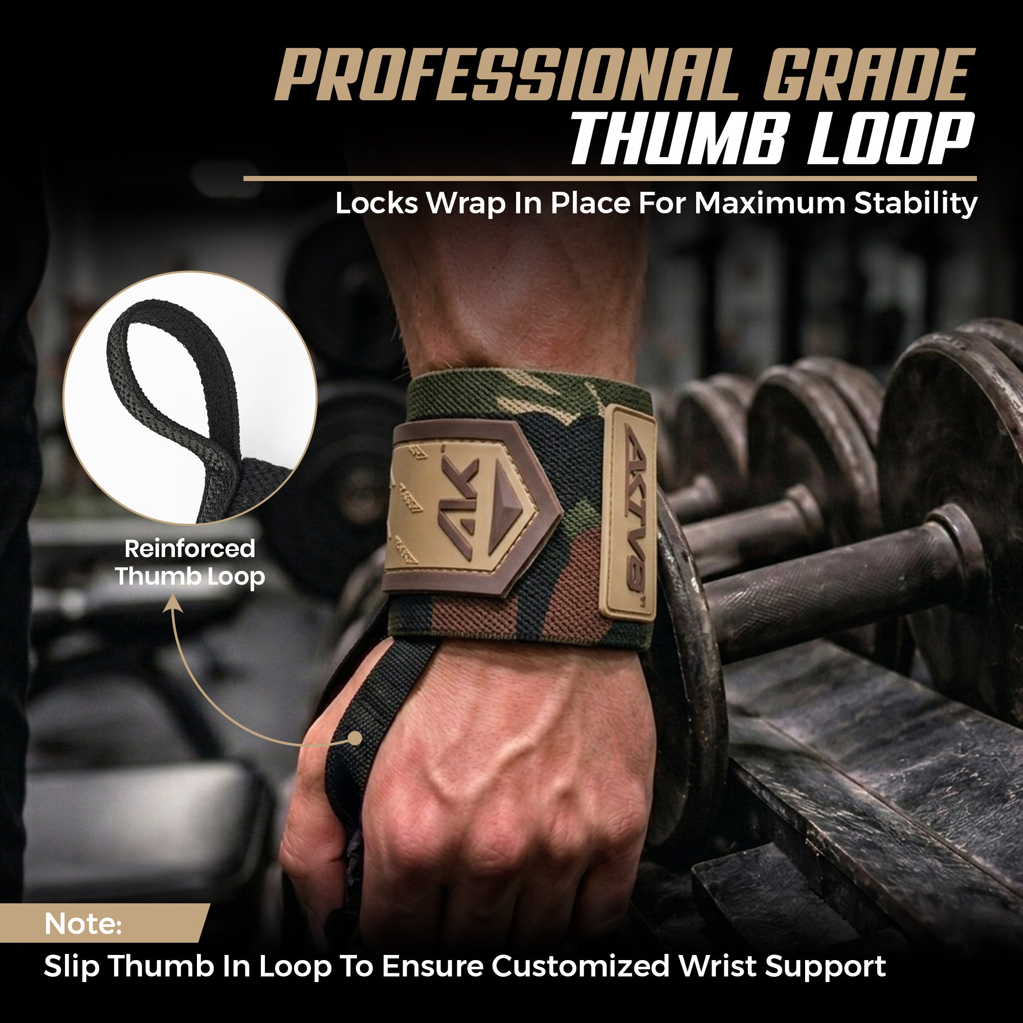 AKTV8 Premium Camo Edition Wrist Wraps – Heavy Duty Wrist Support