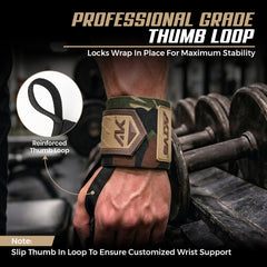 AKTV8 Premium Camo Edition Wrist Wraps – Heavy Duty Wrist Support