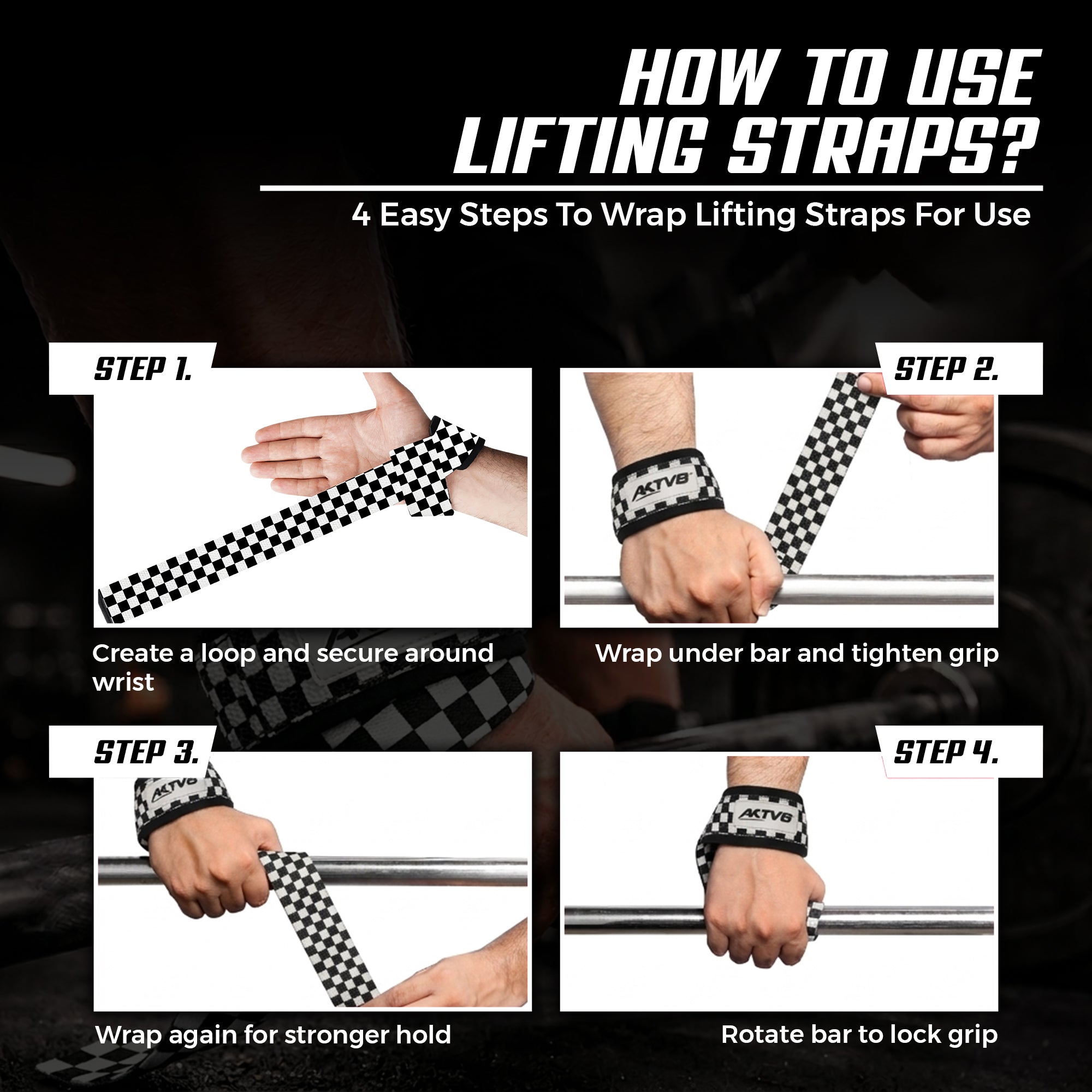 AKTV8 Premium White Edition Lifting Straps – Heavy Duty Grip Support