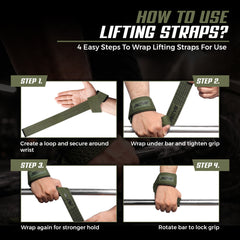 AKTV8 Premium Green Edition Lifting Straps – Heavy Duty Grip Support