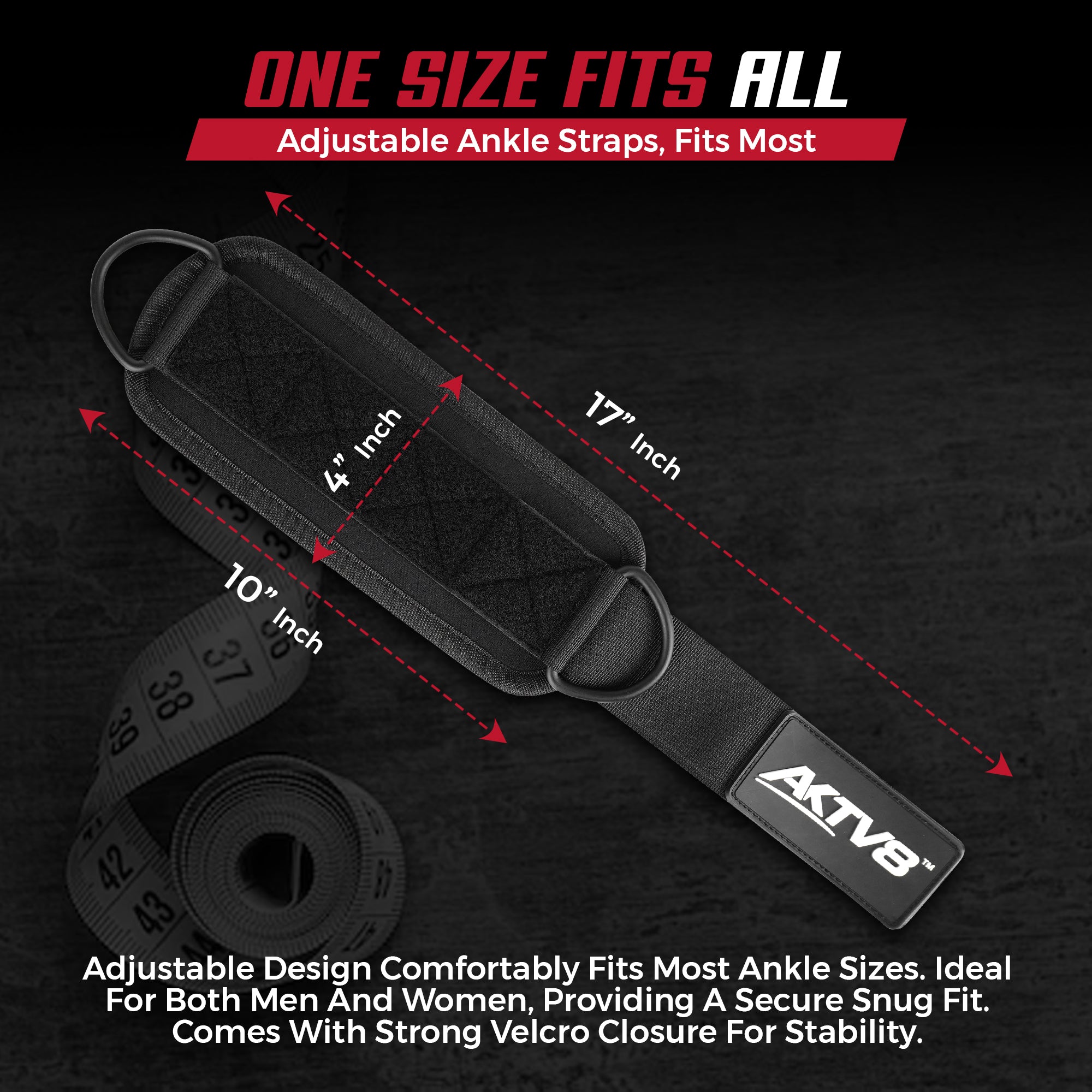 AKTV8 Premium Black Edition Ankle Straps – Heavy Duty Leg Training Support