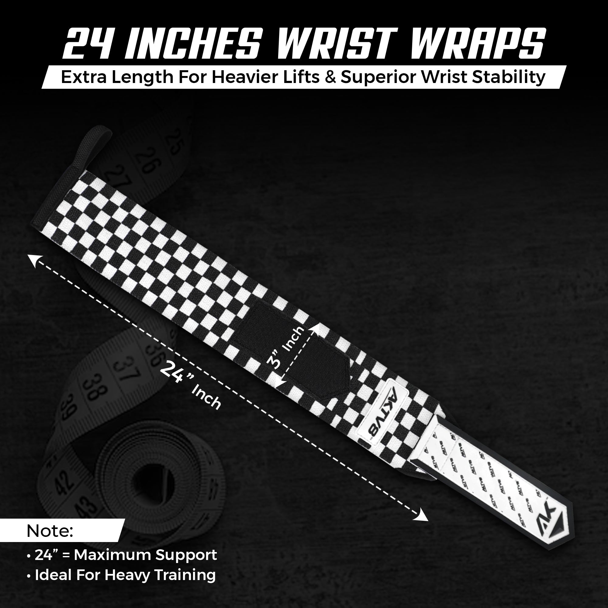 AKTV8 Premium White Edition Wrist Wraps – Heavy Duty Wrist Support