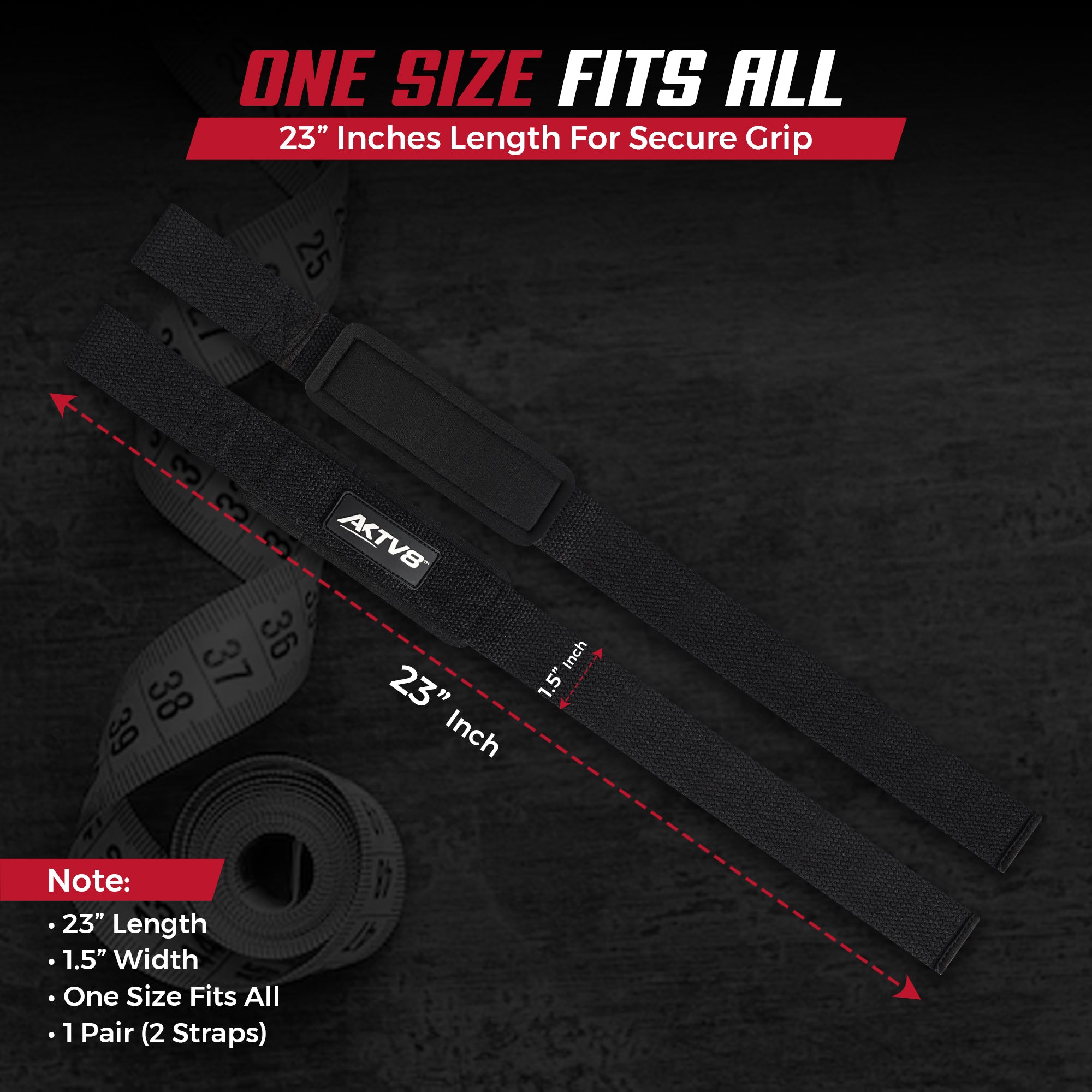 AKTV8 Premium Black Edition Lifting Straps – Heavy Duty Grip Support