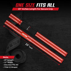 AKTV8 Premium Red & White Edition Lifting Straps – Heavy Duty Grip Support