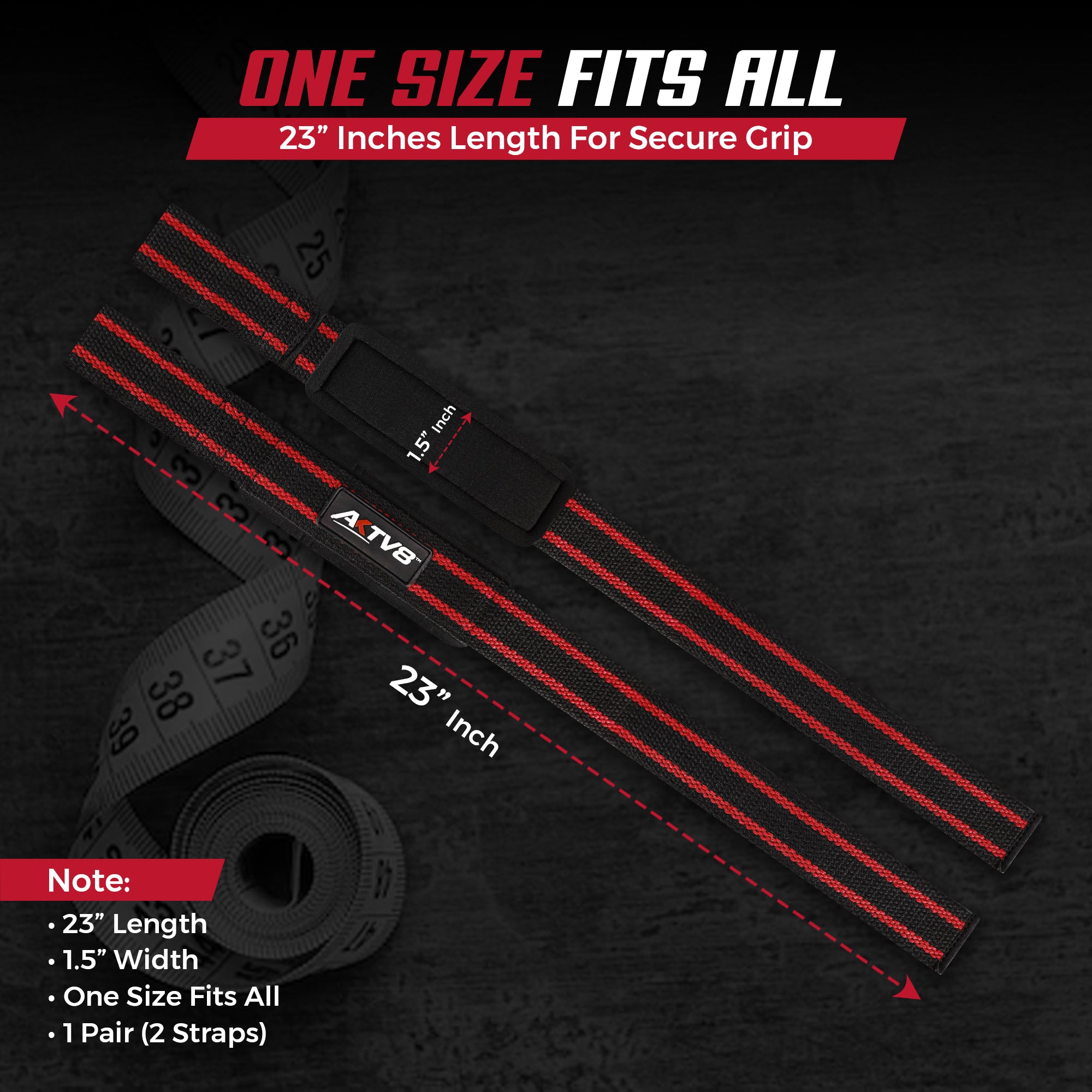 AKTV8 Premium Red Edition Lifting Straps – Heavy Duty Grip Support