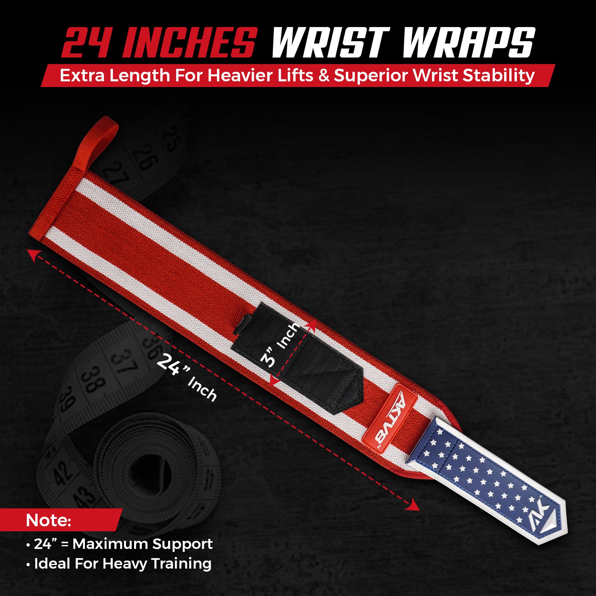 AKTV8 Premium American Edition Wrist Wraps – Heavy Duty Wrist Support