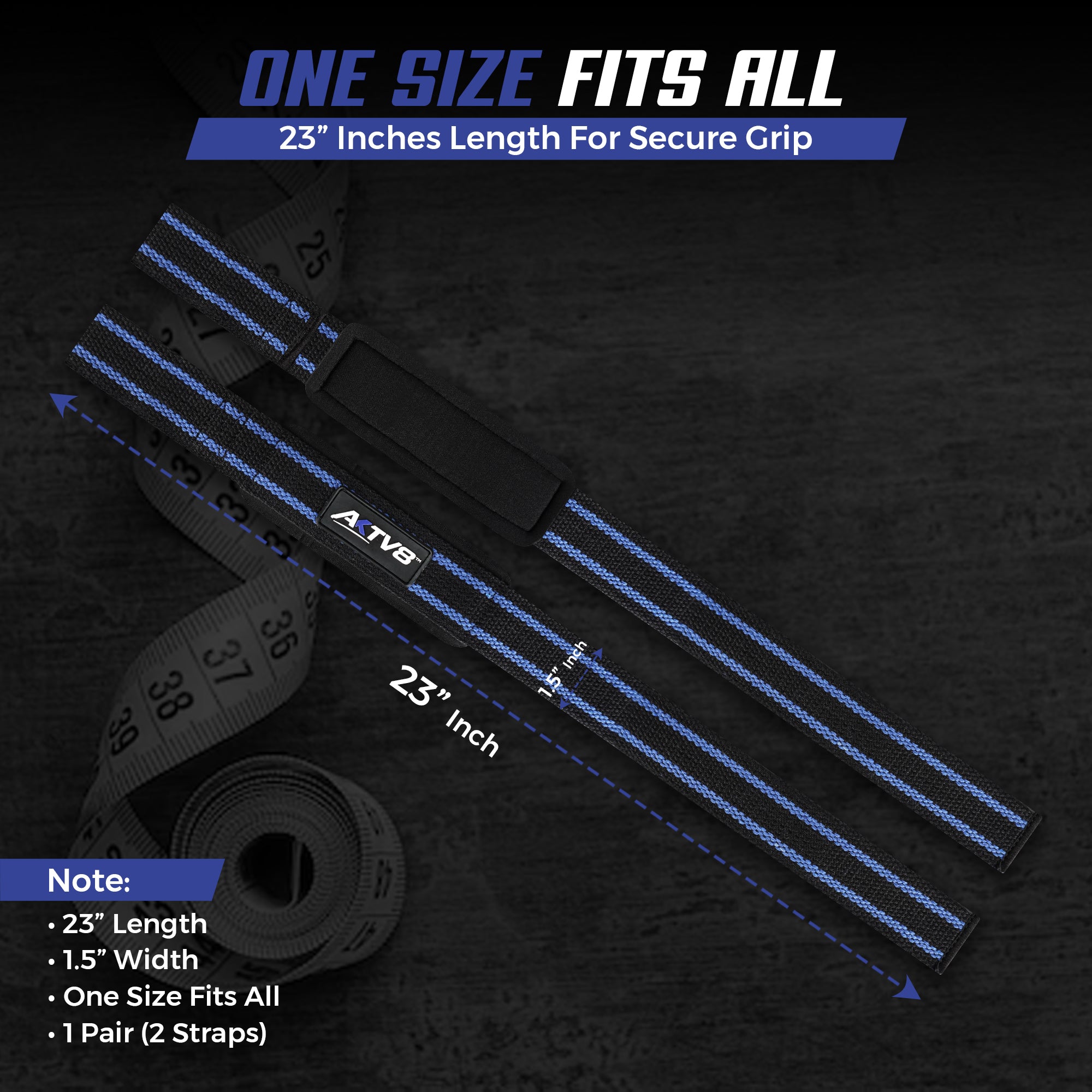 AKTV8 Premium Blue Edition Lifting Straps – Heavy Duty Grip Support