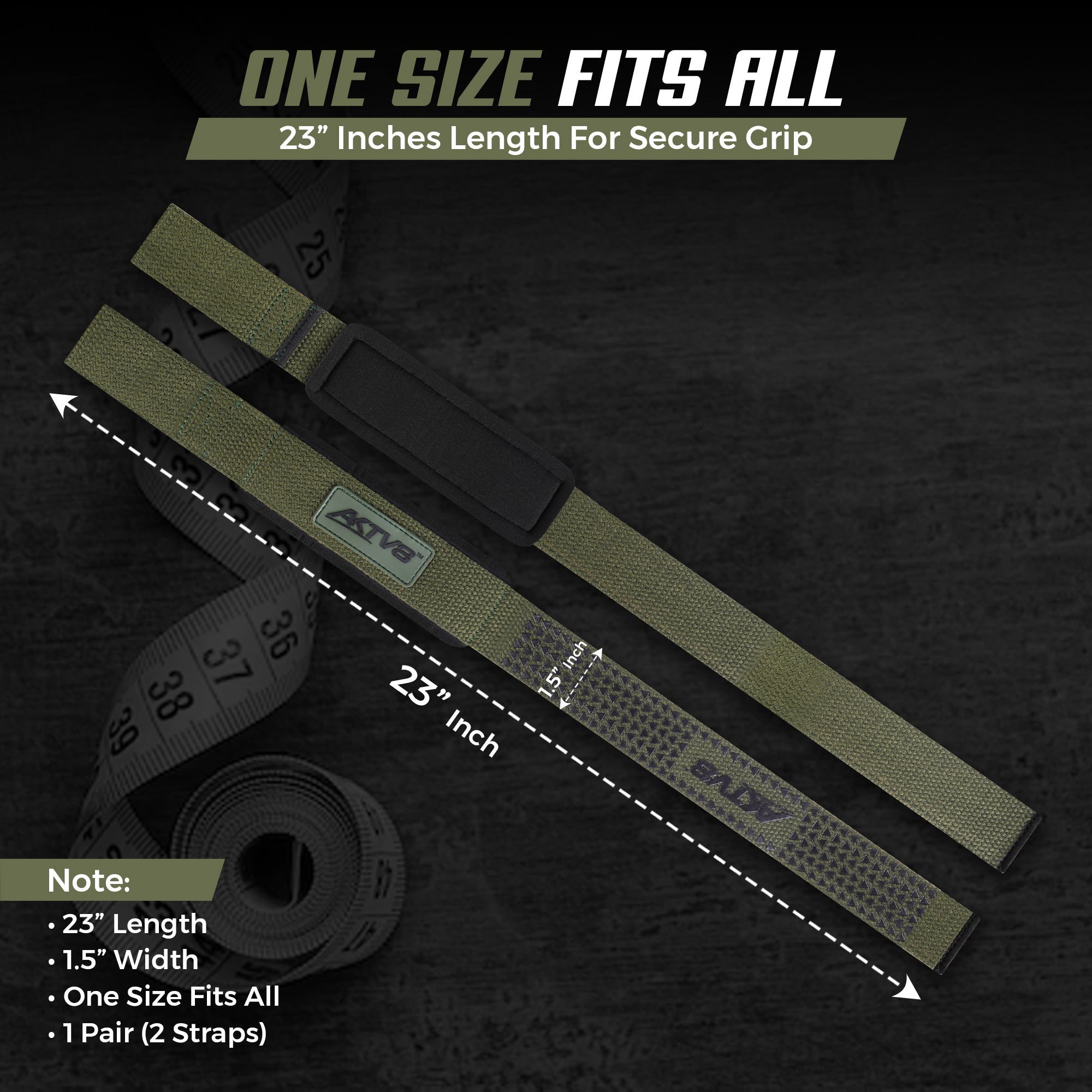 AKTV8 Premium Green Edition Lifting Straps – Heavy Duty Grip Support