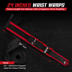 AKTV8 Premium Red Edition Wrist Wraps – Heavy Duty Wrist Support