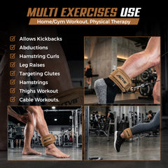 **AKTV8 Premium Brown Edition Ankle Straps – Heavy Duty Leg Training Support**