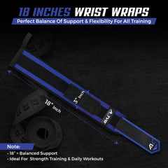 AKTV8 Premium Blue Edition Wrist Wraps – Heavy Duty Wrist Support