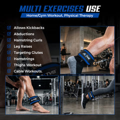 AKTV8 Premium Blue Edition Ankle Straps – Heavy Duty Leg Training Support