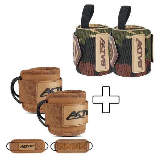 AKTV8 Brown Edition Support Combo – Wrist Wraps & Ankle Straps