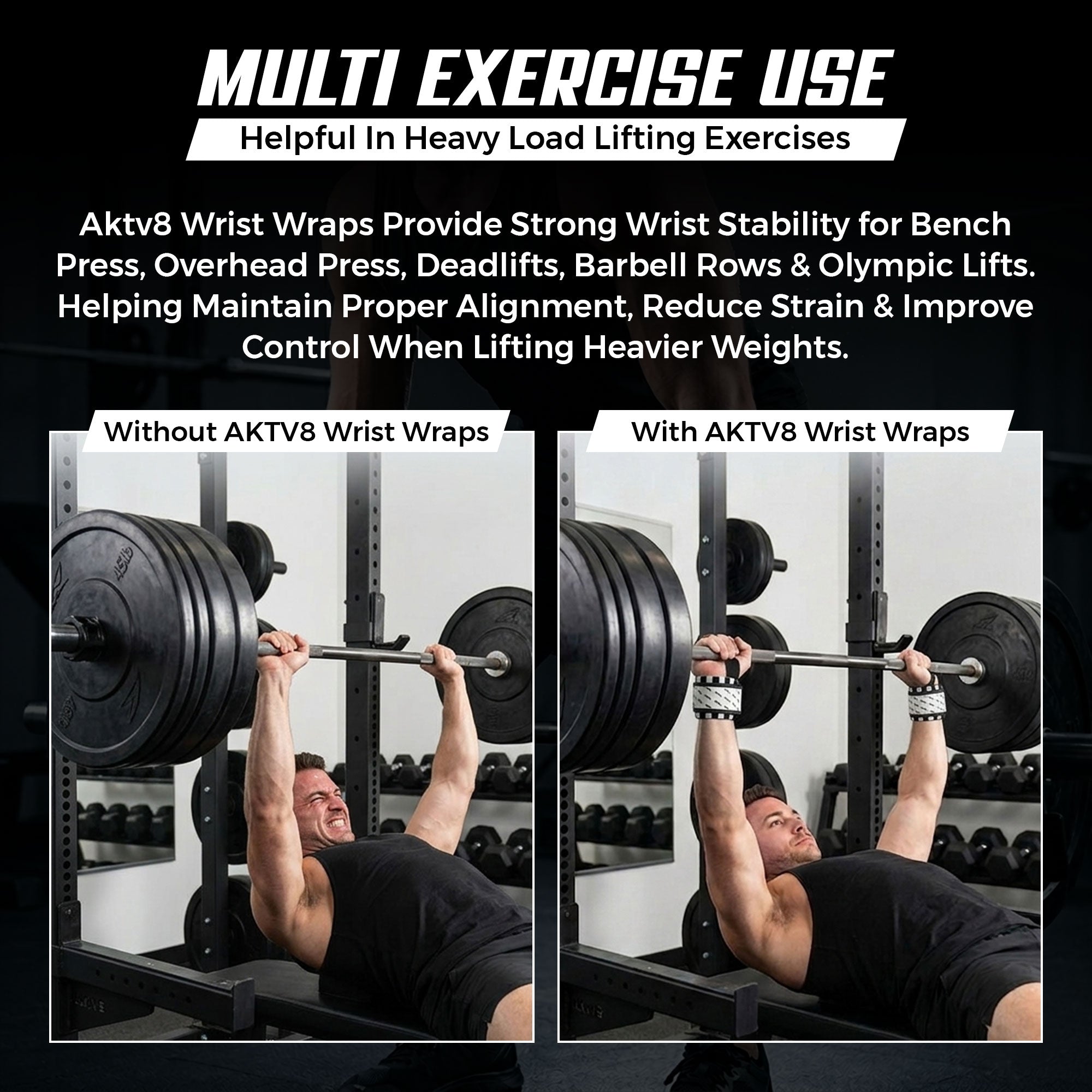 AKTV8 Premium White Edition Wrist Wraps – Heavy Duty Wrist Support