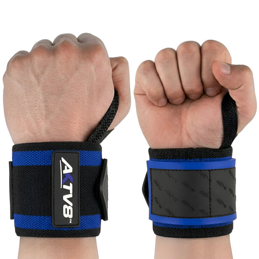 AKTV8 Premium Blue Edition Wrist Wraps – Heavy Duty Wrist Support