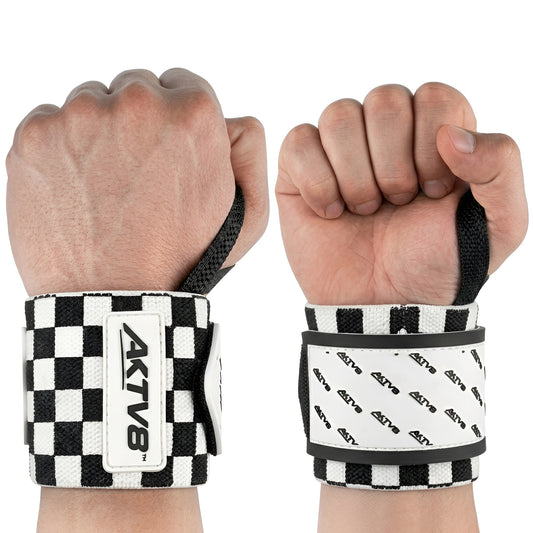 AKTV8 Premium White Edition Wrist Wraps – Heavy Duty Wrist Support