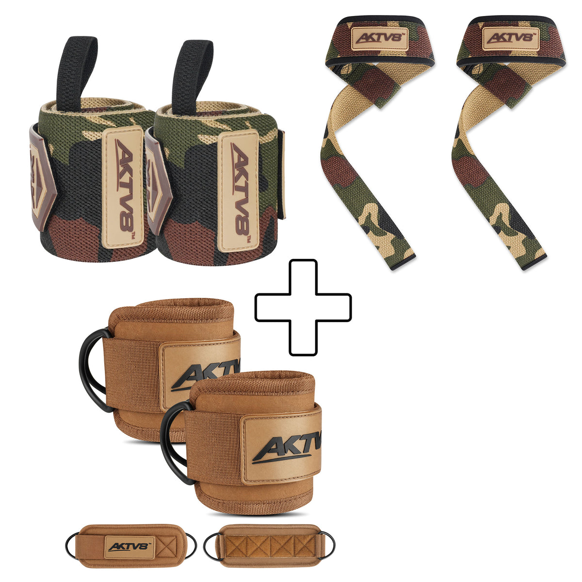 AKTV8 Mocha Power Bundle – Wrist Wraps, Ankle & Lifting Straps
